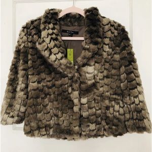 Nic & Zoe Woman’s Beautiful Petite Soft Faux Fur Multi Brown Jacket ~ New w/Tags